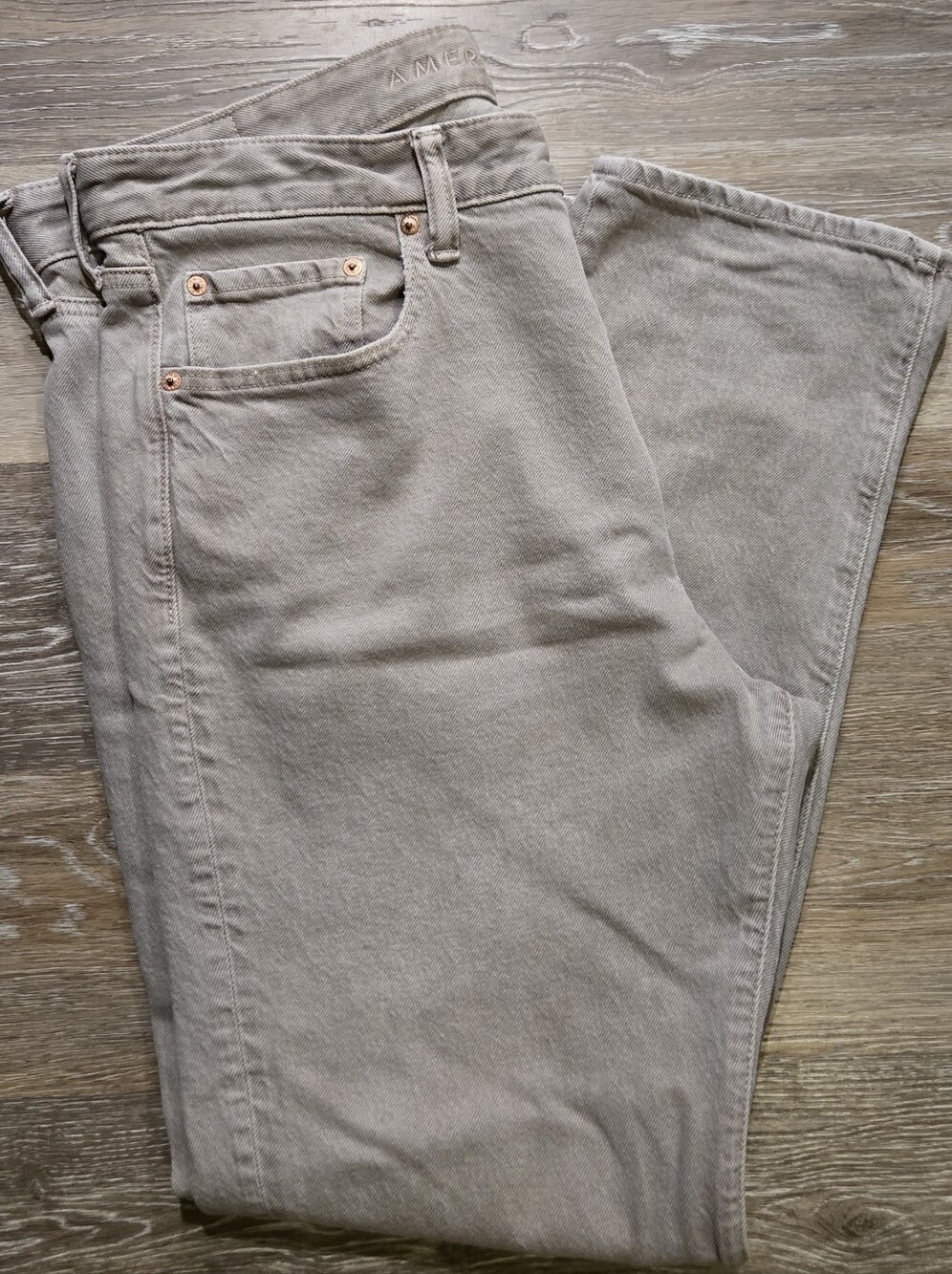 American Eagle Men's Slim Straight Jeans Easyflex Grey Khaki Neutral 36x32
